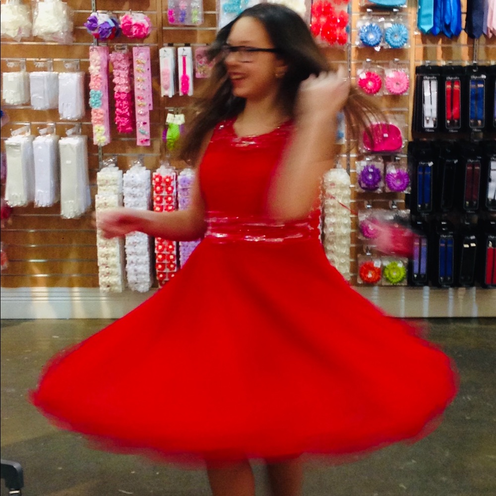 Girls red party dress size 14